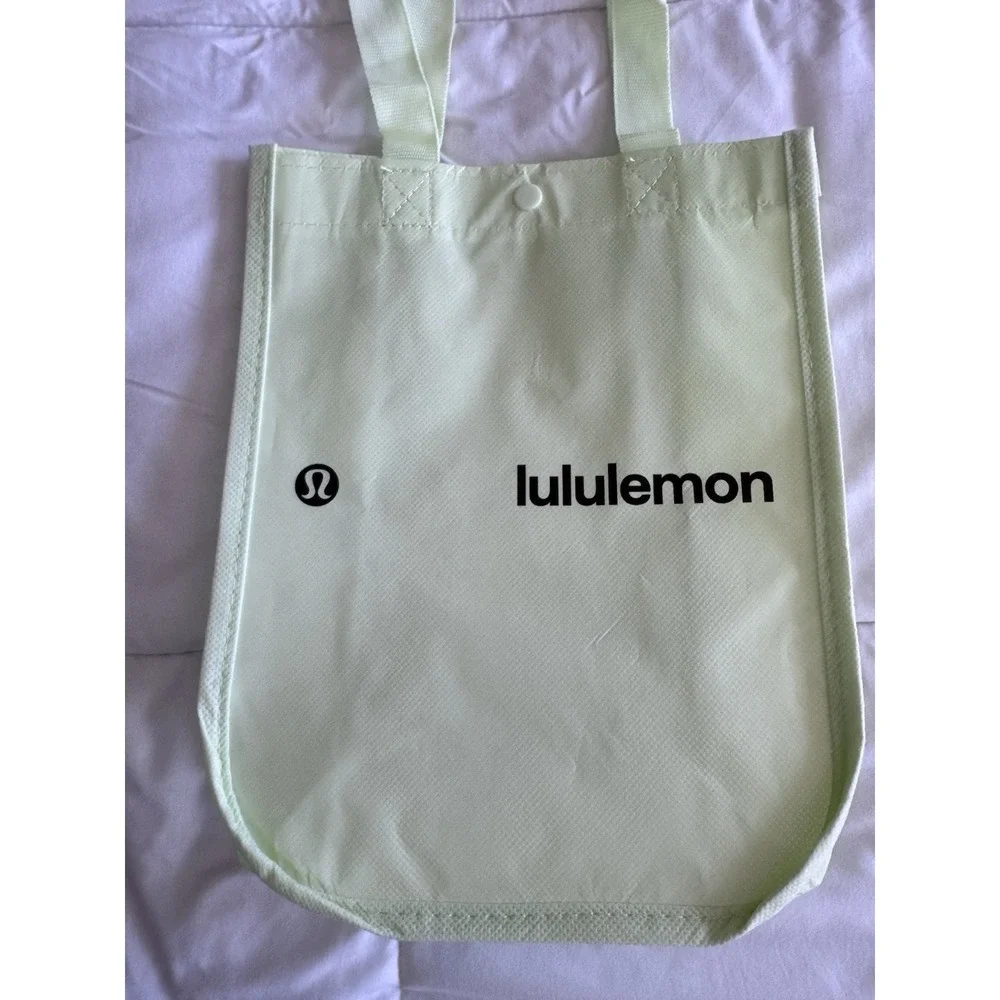New Lululemon Small Reusable Shopping Tote Bag Logo Green 2025 Limited Edition - Picture 2 of 7